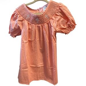 Tyler Faith Designs Smocked Puff Sleeve Dress Embroidered Crosses NWT